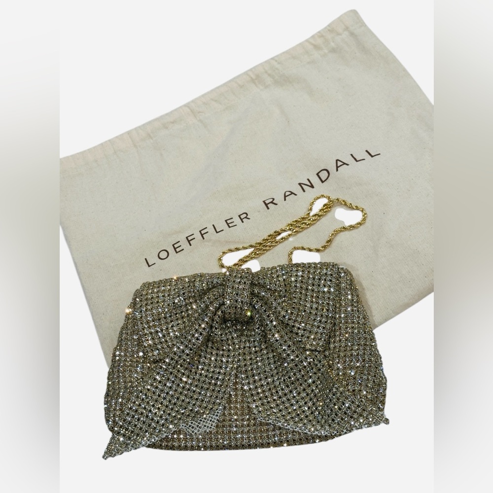 Loeffler Randall Jolene Gold Diamanté Bow Clutch - Picture 6 of 13